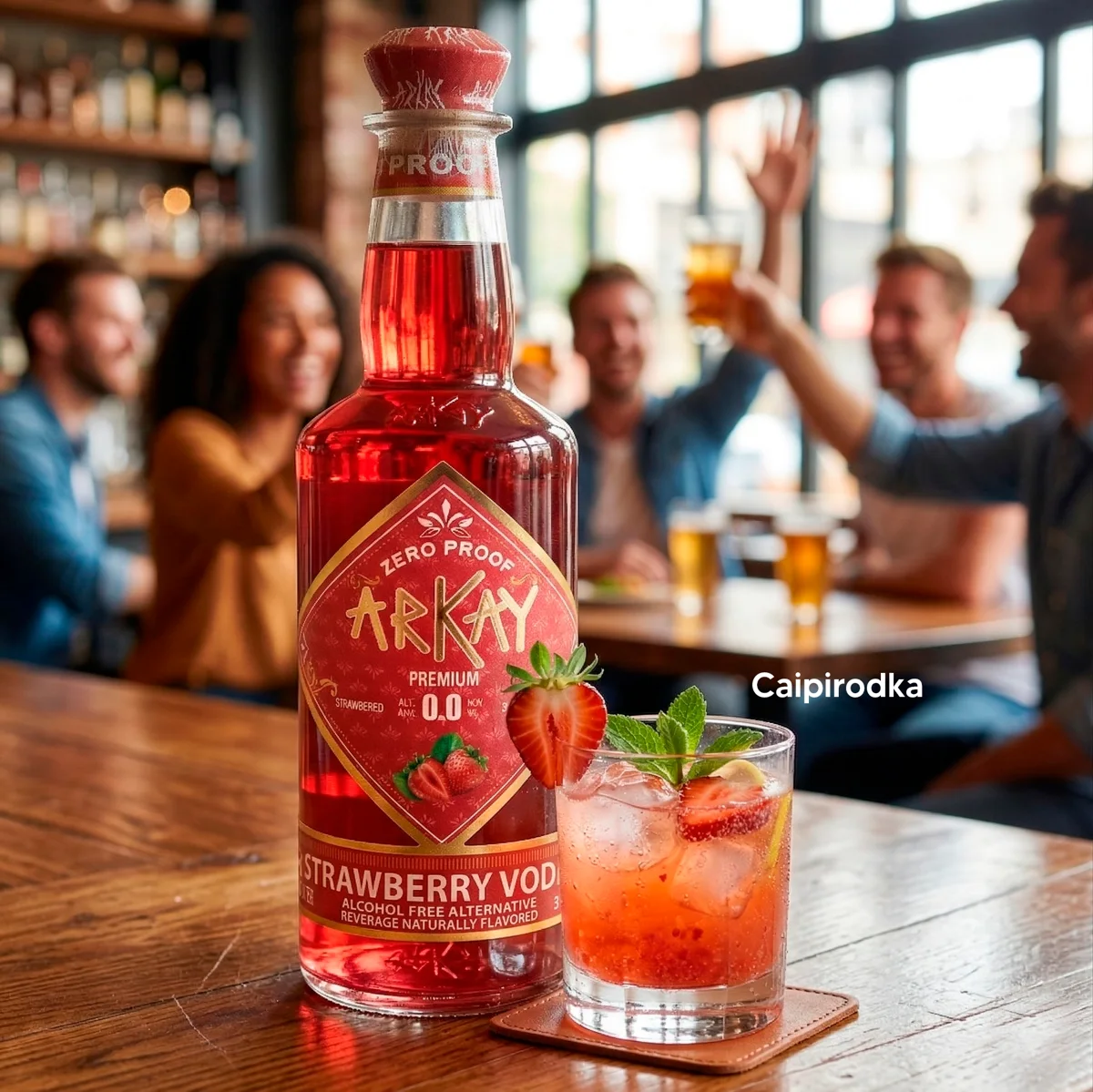 Caipiroska-style vodka alternative mocktail made with ARKAY zero-proof vodka alternative