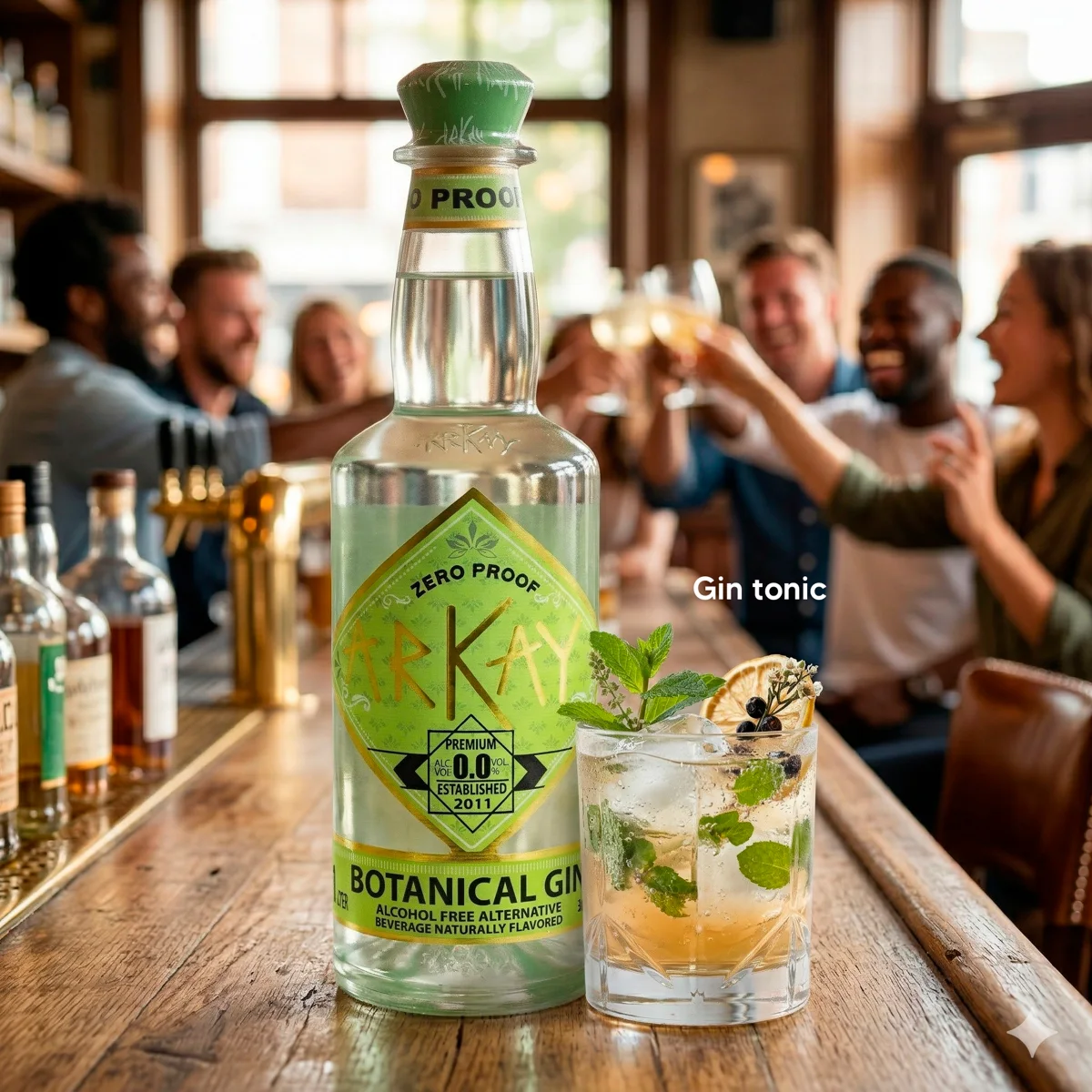 Gin Alternative and tonic serve made with ARKAY zero-proof gin alternative