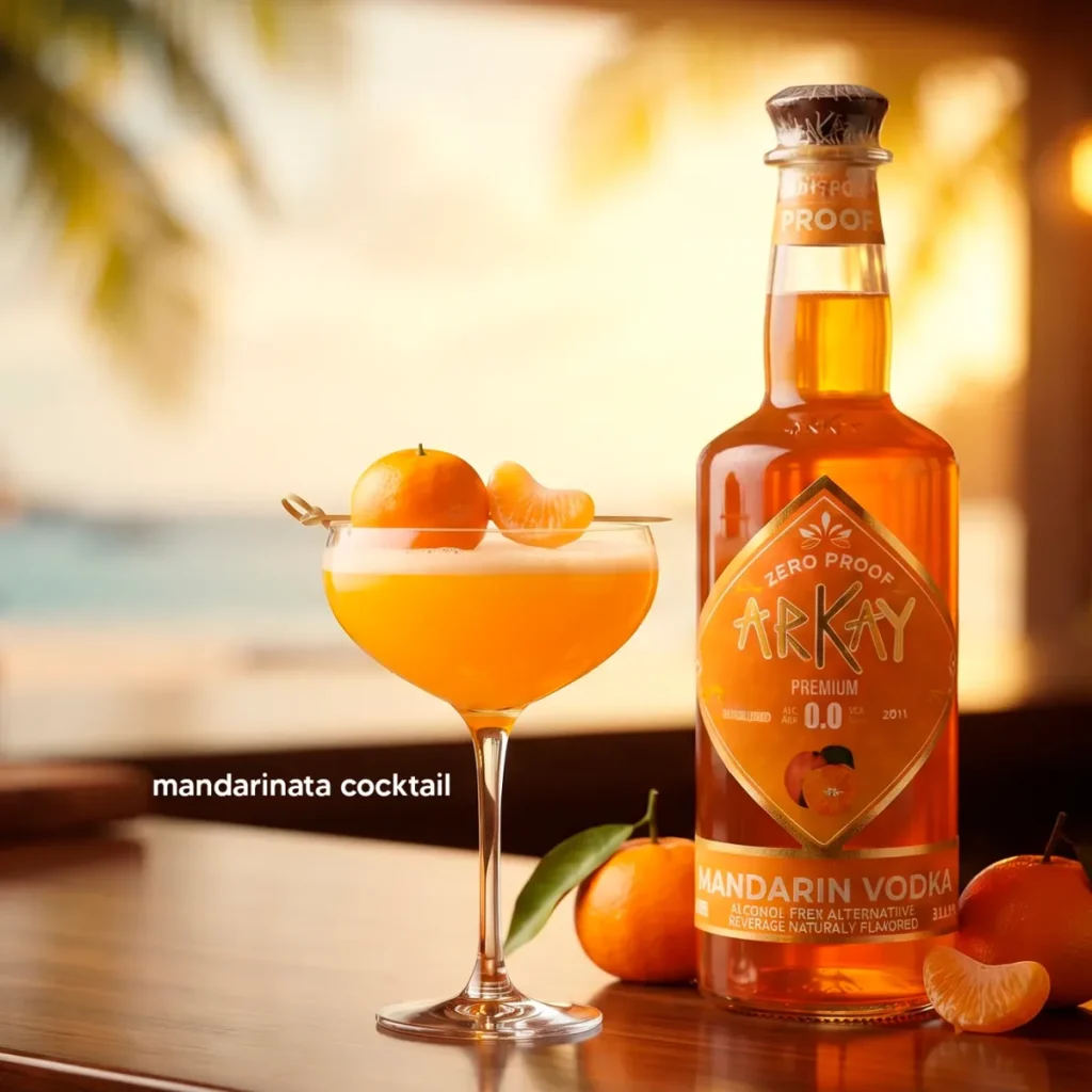 Mandarinata mocktail made with ARKAY Mandarin Vodka Alternative