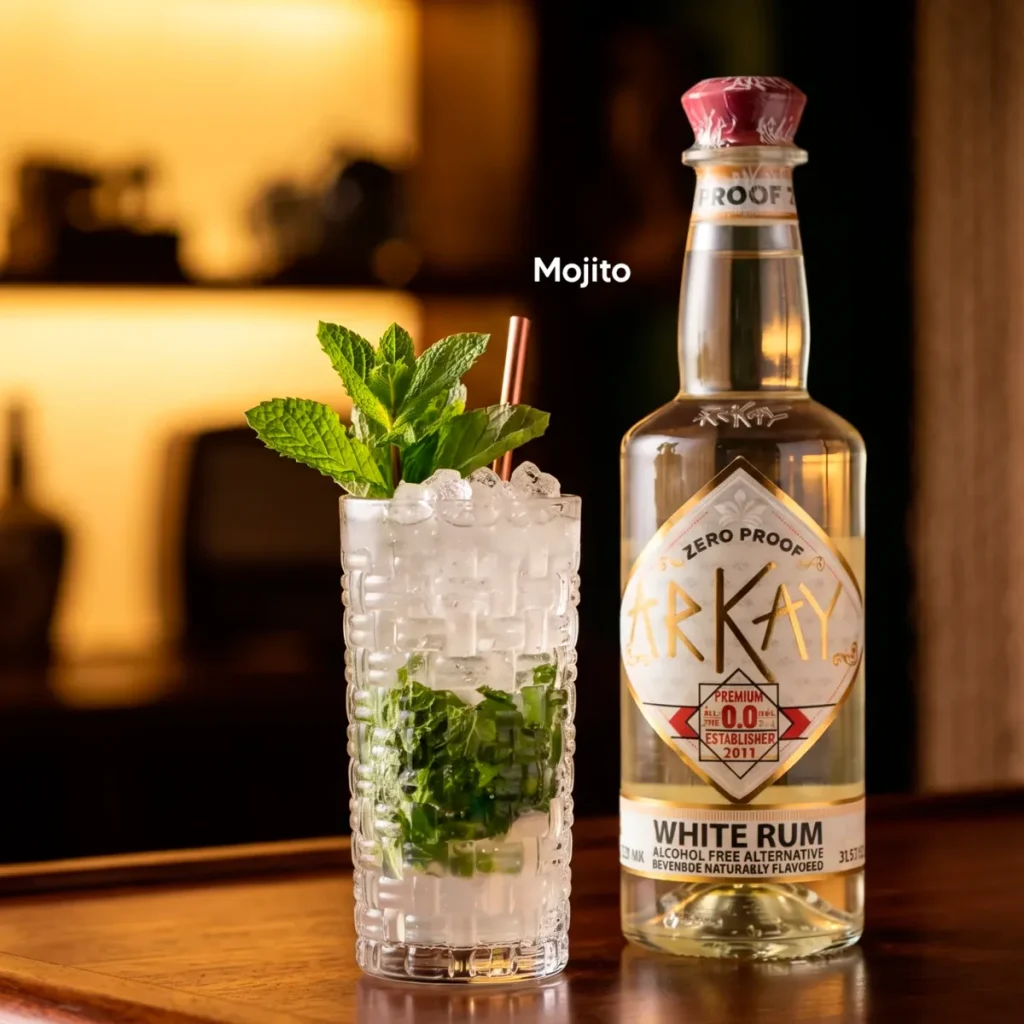 Mojito mocktail made with ARKAY White Rum Alternative