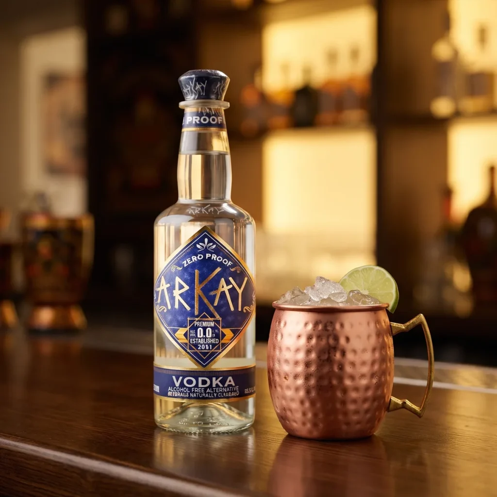 Moscow Mule mocktail made with ARKAY Vodka Alternative